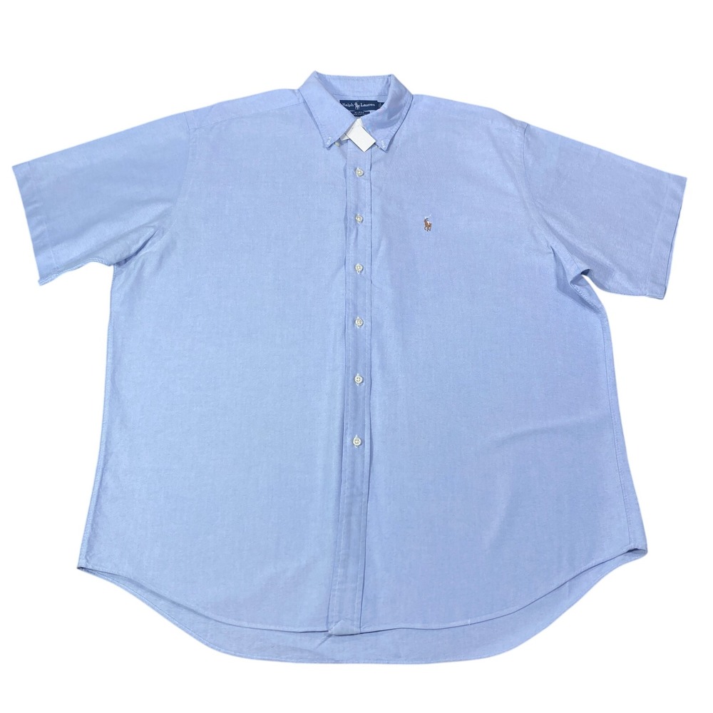Polo Ralph Lauren Chambray Shirt Mens XL Blue Short Sleeve Button Flesh Pony NEW